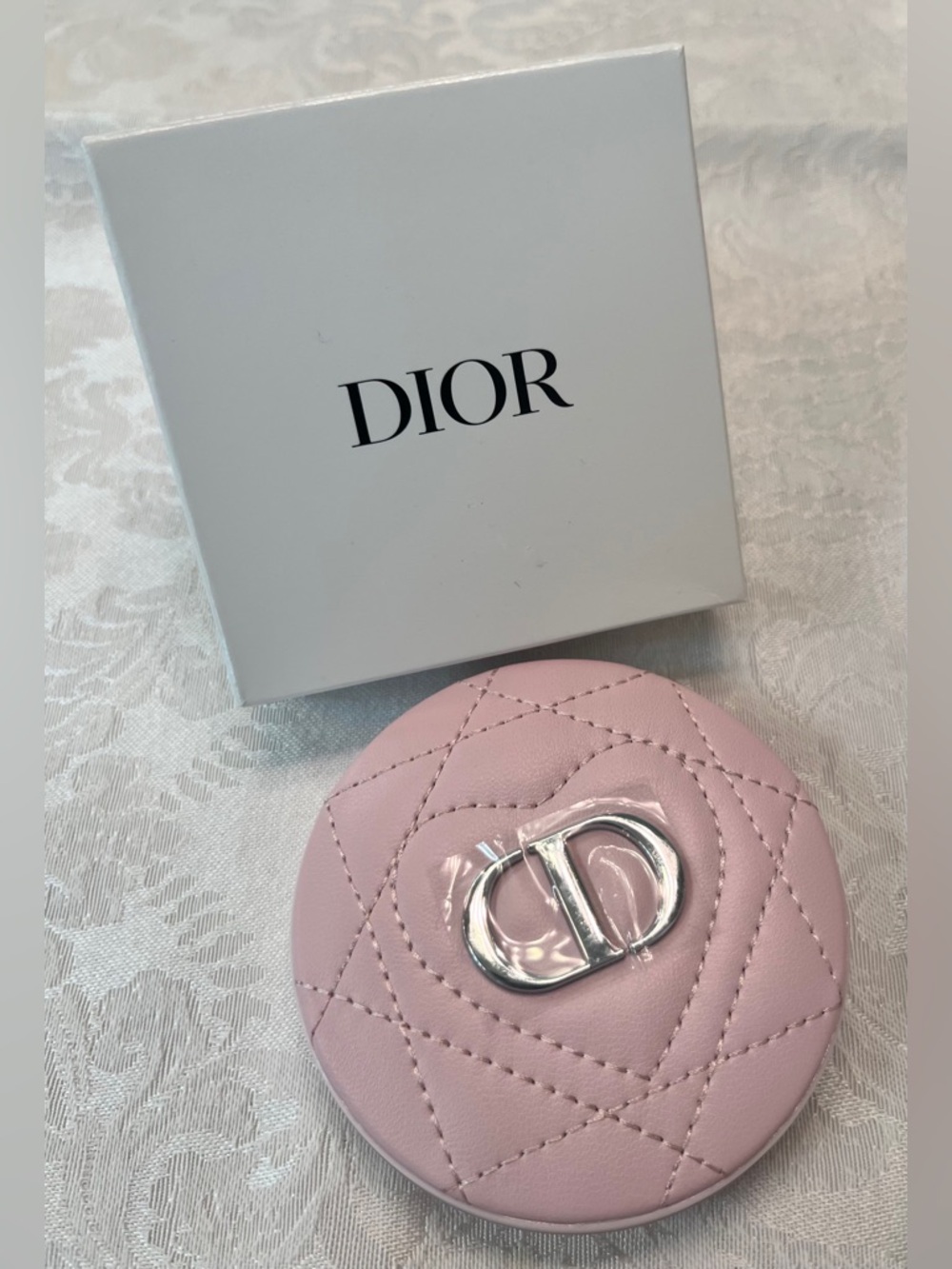 Dior Compact Mirror in Quilted Case with Silver CD Logo New in Box